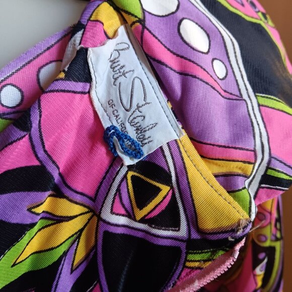 Vintage Women's 8/10 Med Dress 1960's Psychedelic Mod Garage Belted Cowl Neck - Picture 7 of 9